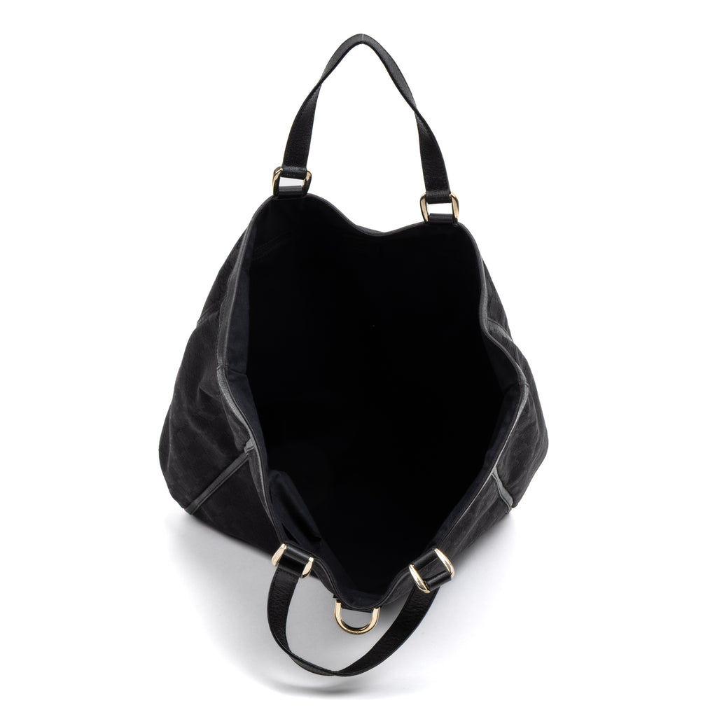 Handbag Abbey D-Ring Vertical Tote Black Monogrammed Canvas