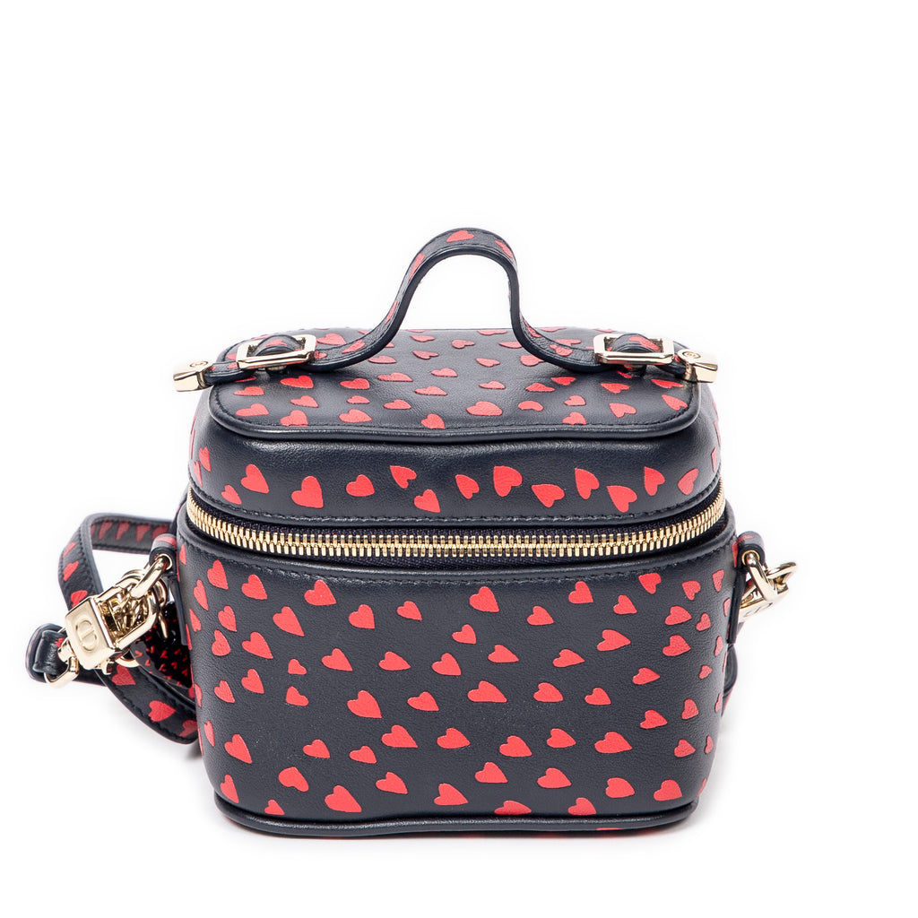 Shoulder Bag Micro Lady Dior Vanity Case Navy Heart Printed Leather