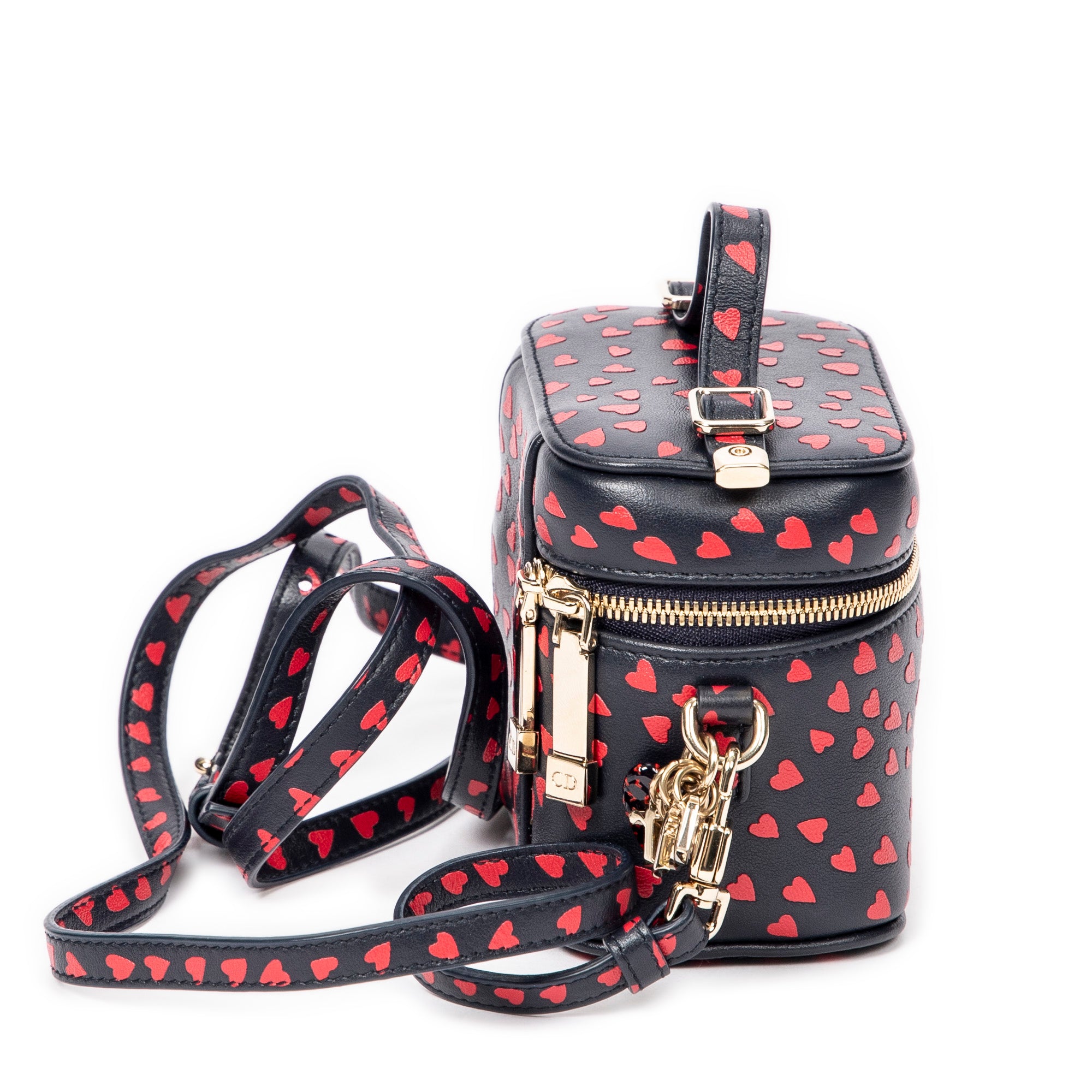 Shoulder Bag Micro Lady Dior Vanity Case Navy Heart Printed Leather