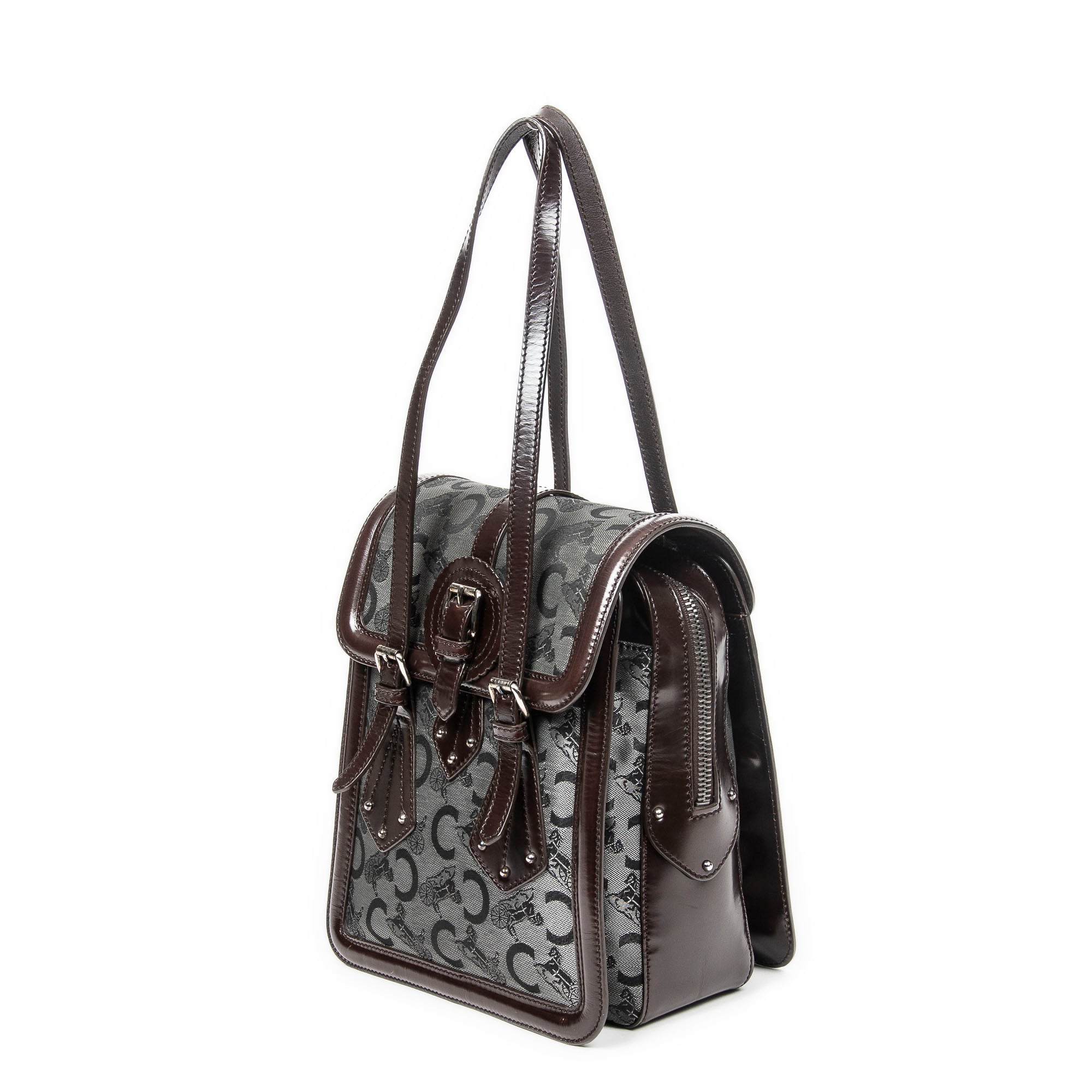 Sac bandoulière à rabat avec boucle d'épaule gris toile Macadam