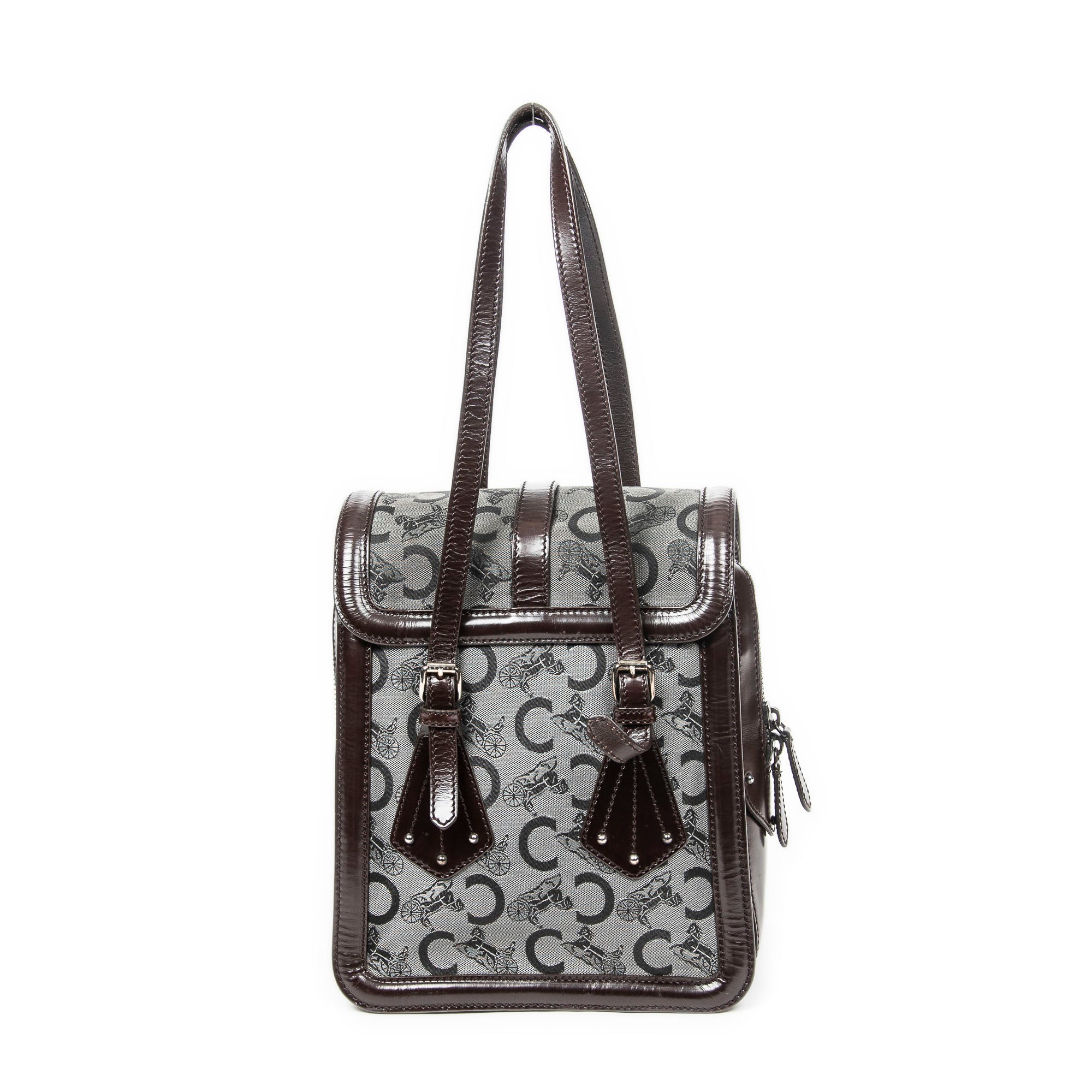 Sac bandoulière à rabat avec boucle d'épaule gris toile Macadam