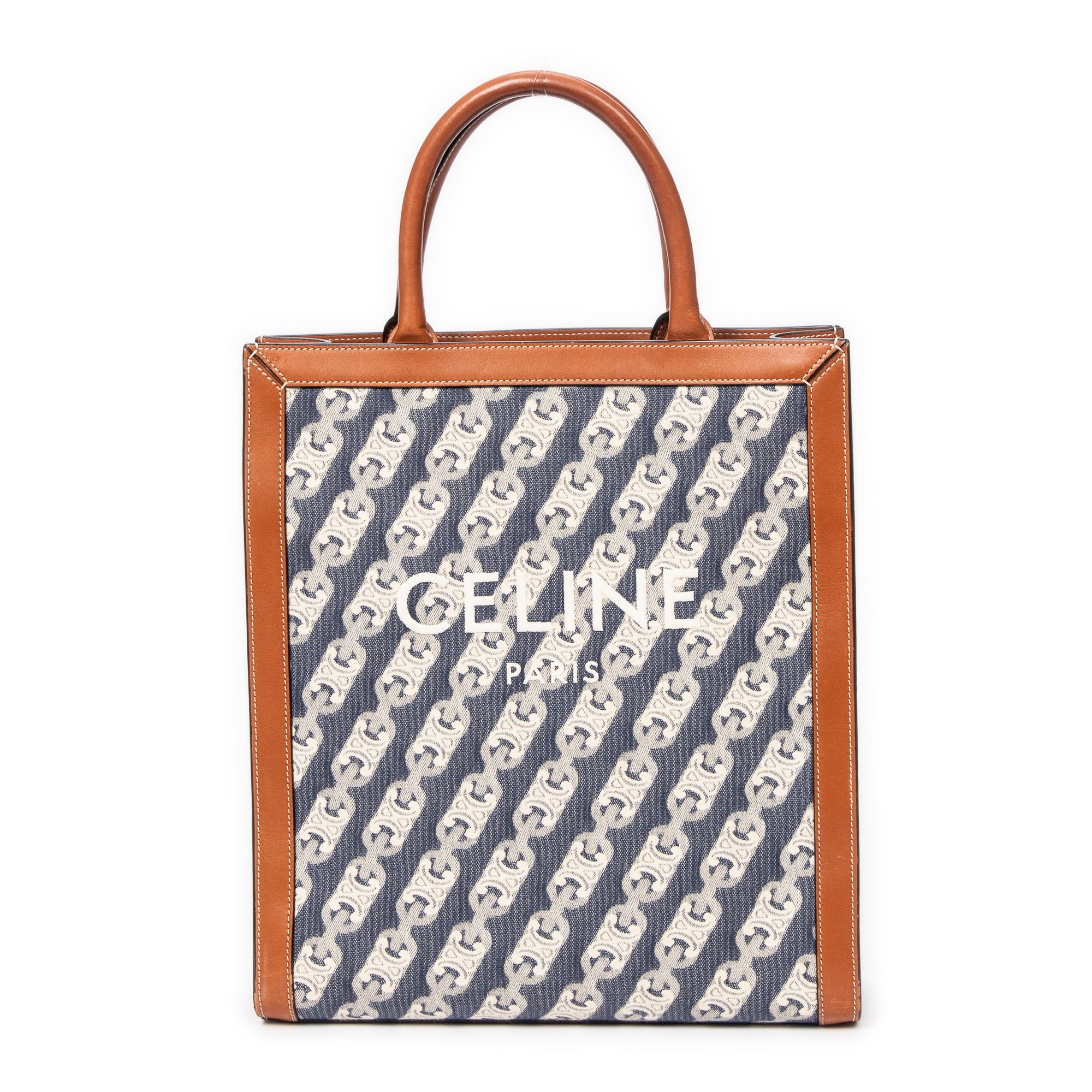 Bolso de Hombro Pequeño Vertical Cabas Tote Lona Maillon Triomphe Azul