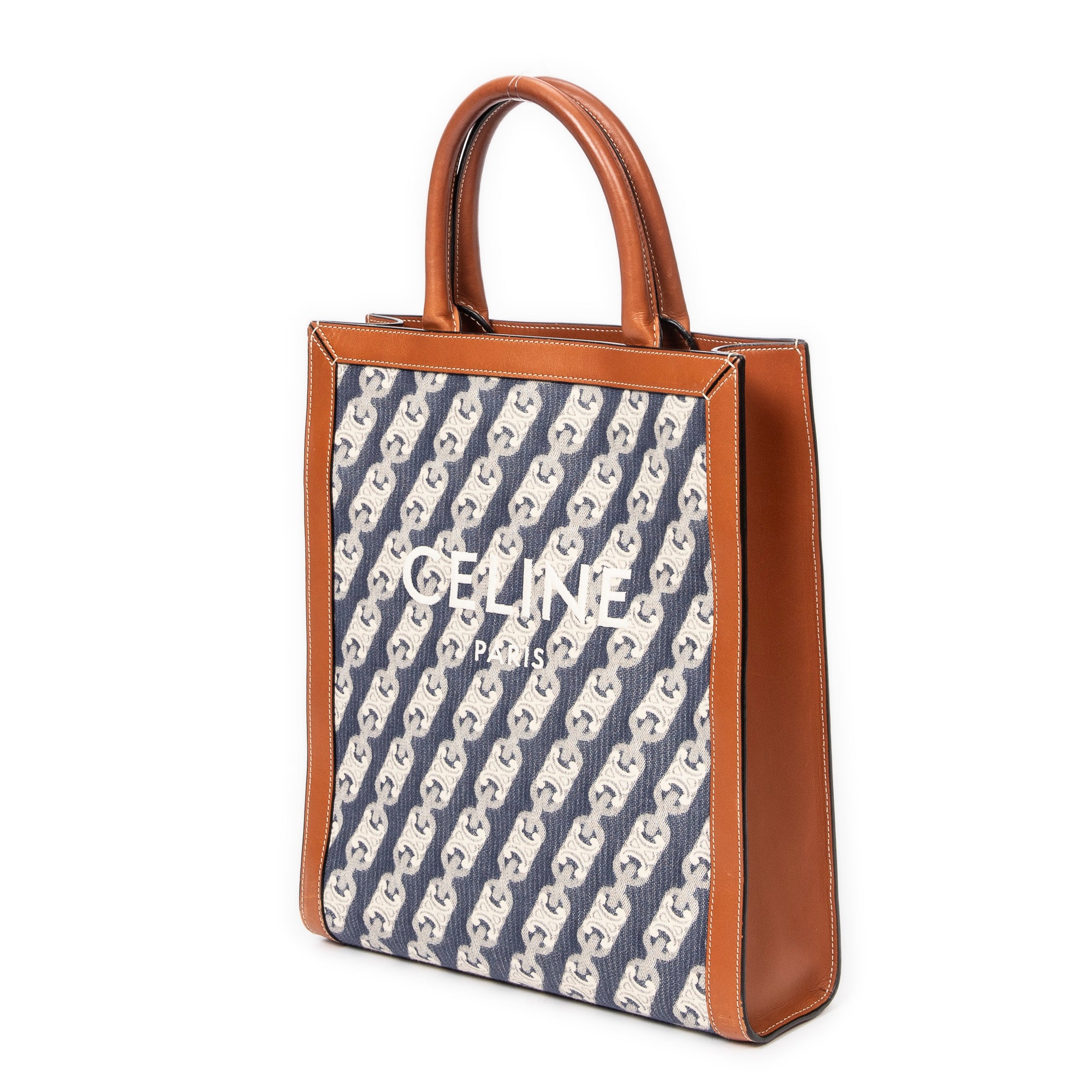 Bolso de Hombro Pequeño Vertical Cabas Tote Lona Maillon Triomphe Azul
