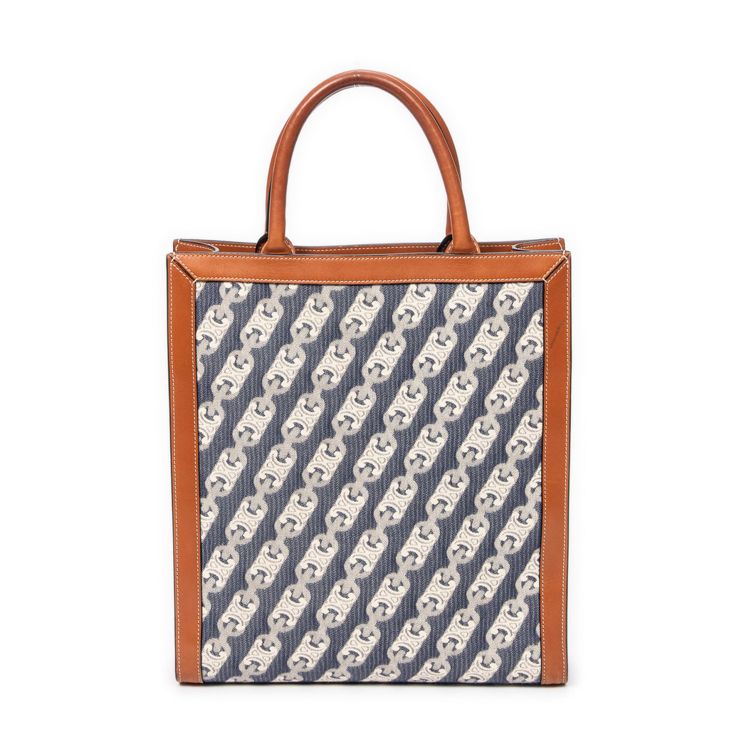 Bolso de Hombro Pequeño Vertical Cabas Tote Lona Maillon Triomphe Azul