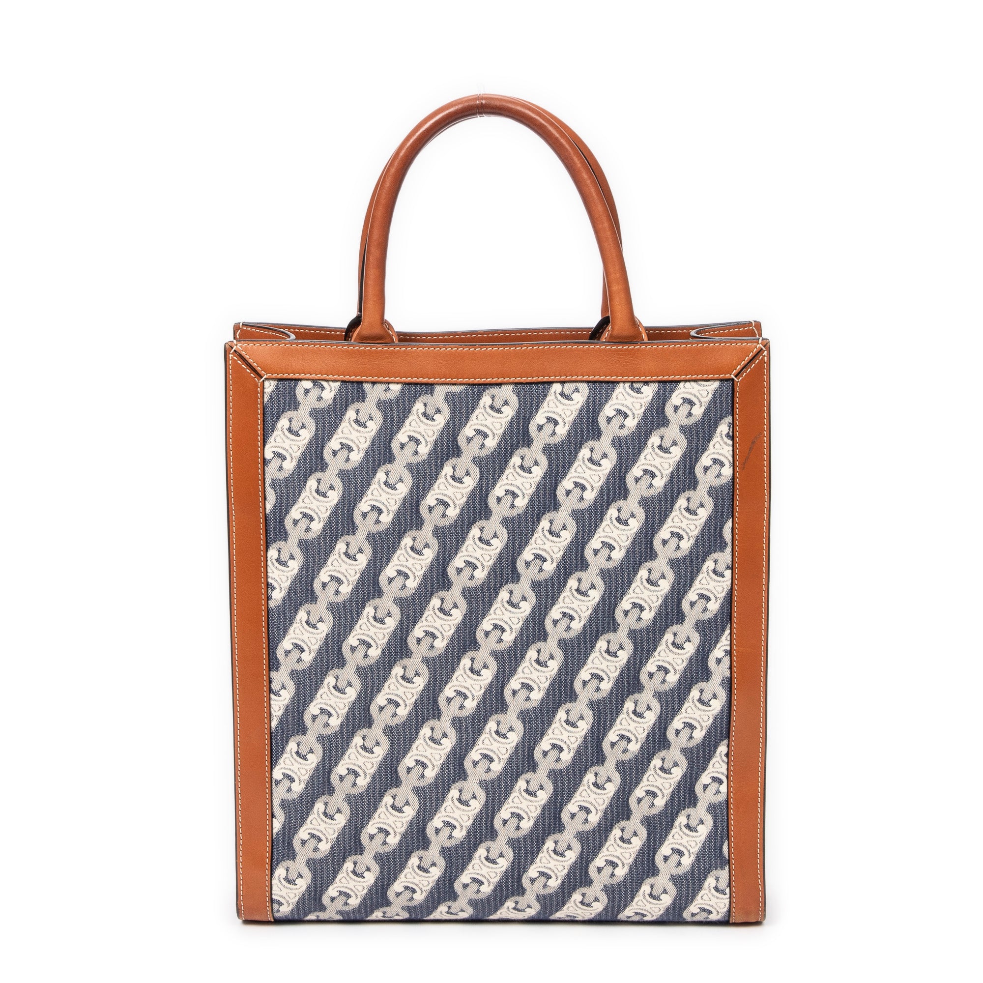 Bolso de Hombro Pequeño Vertical Cabas Tote Lona Maillon Triomphe Azul