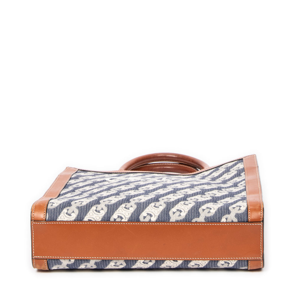 Bolso de Hombro Pequeño Vertical Cabas Tote Lona Maillon Triomphe Azul