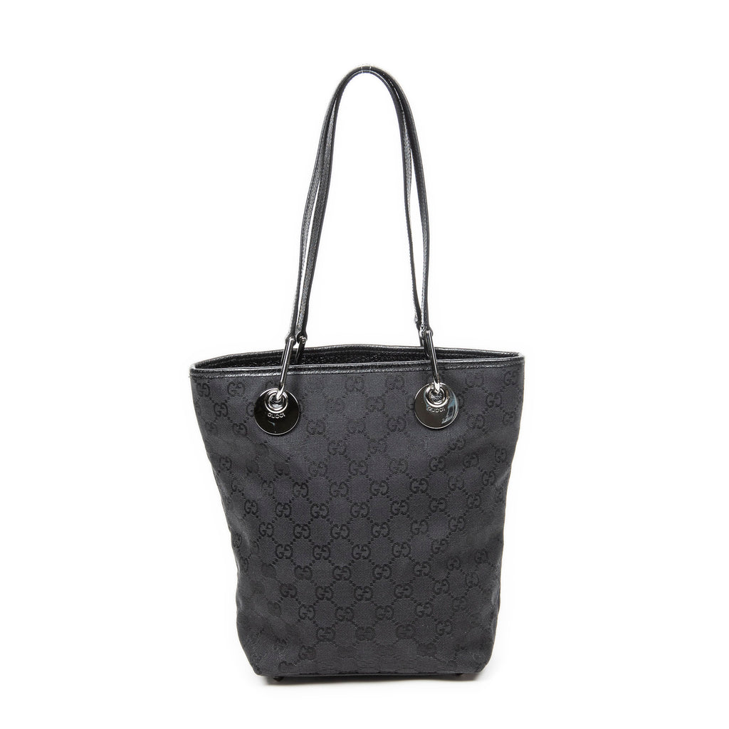Shoulder Bag Small Eclipse Shopping Black Monogrammed Canvas