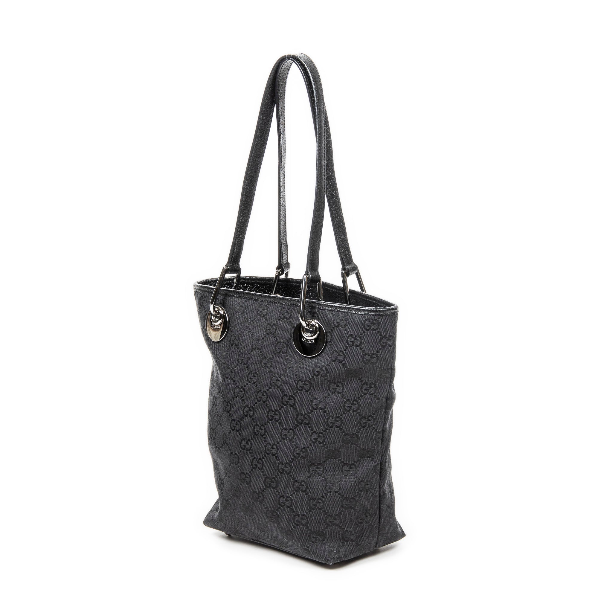 Shoulder Bag Small Eclipse Shopping Black Monogrammed Canvas
