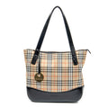 Bolso de hombro Burberrys Small Charm Tote Lona Beige Cuadros Haymarket