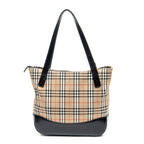 Bolso de hombro Burberrys Small Charm Tote Lona Beige Cuadros Haymarket