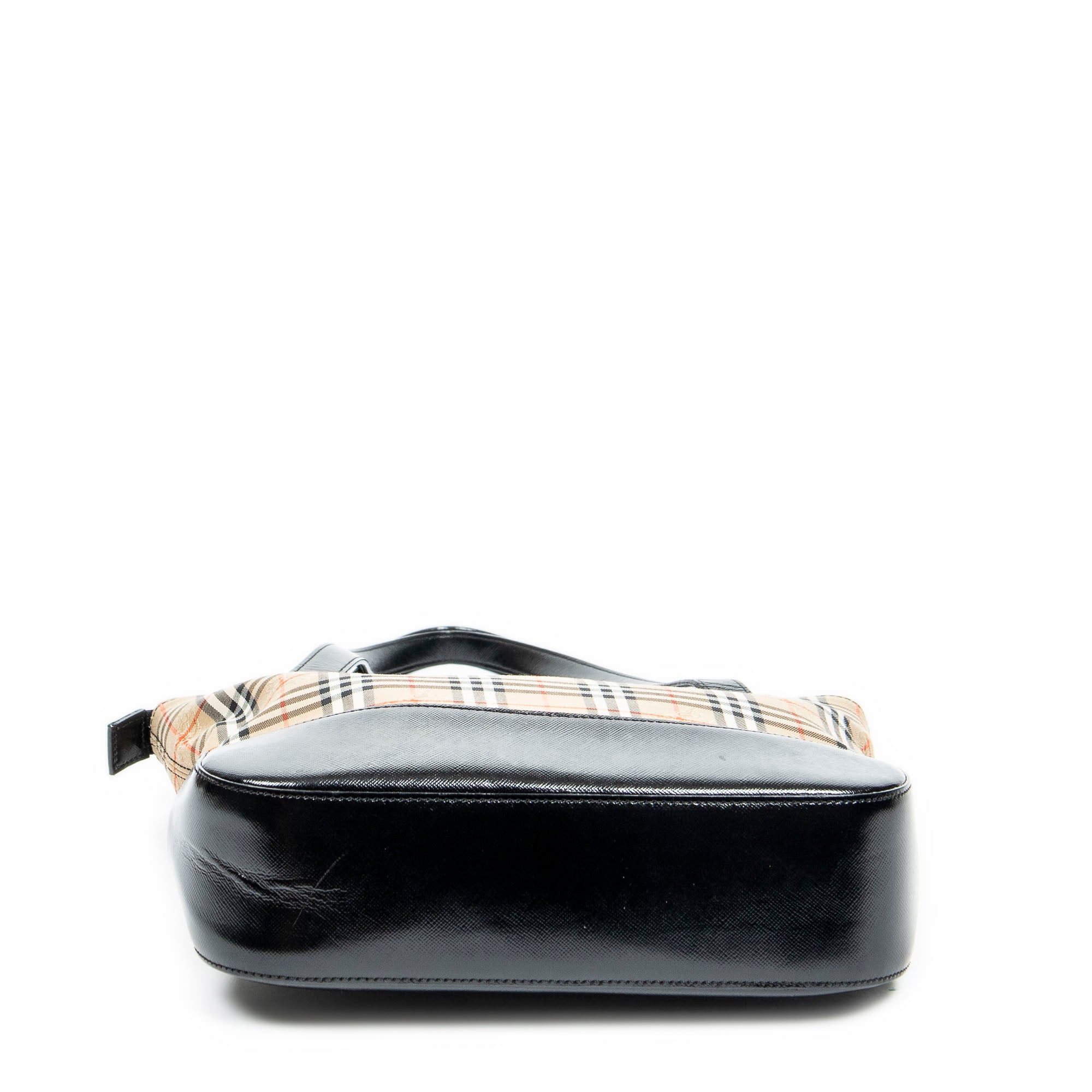 Bolso de hombro Burberrys Small Charm Tote Lona Beige Cuadros Haymarket