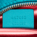 Bandolera pequeña GG Marmont con cadena, verde azulado, terciopelo Marmont Canvas