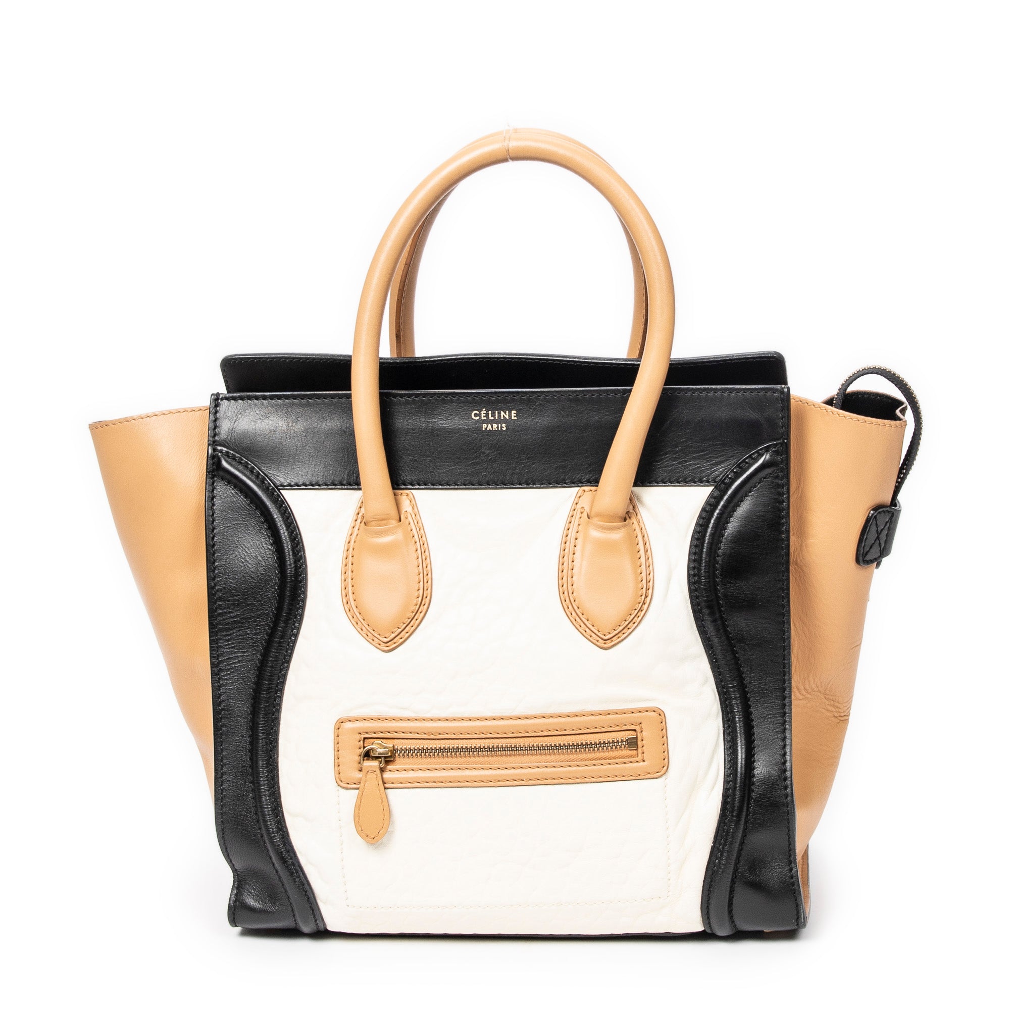 Handbag Mini Tricolor Luggage Tan Calfskin Leather