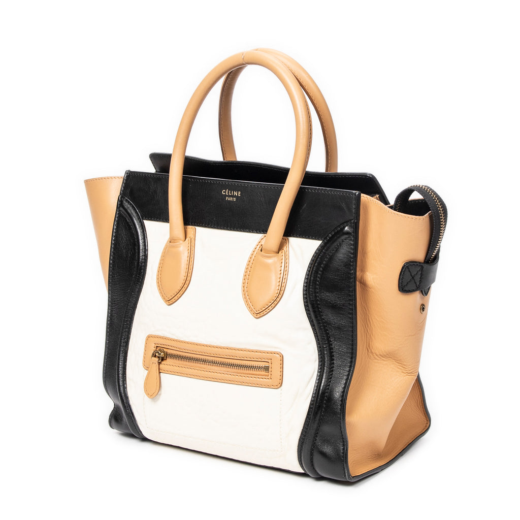 Handbag Mini Tricolor Luggage Tan Calfskin Leather