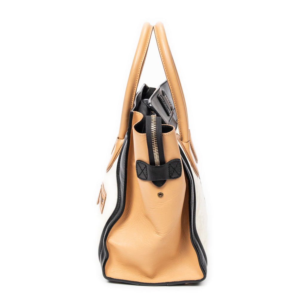 Handbag Mini Tricolor Luggage Tan Calfskin Leather