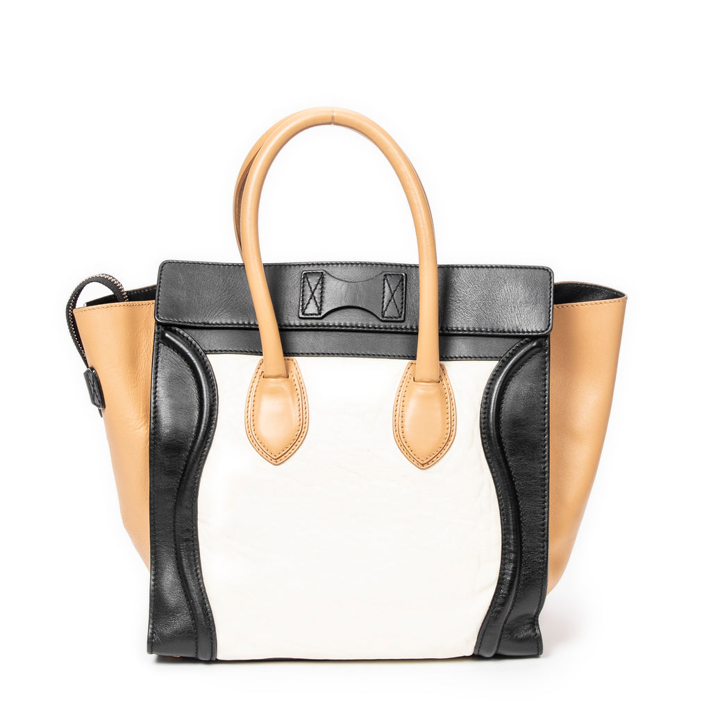 Handbag Mini Tricolor Luggage Tan Calfskin Leather