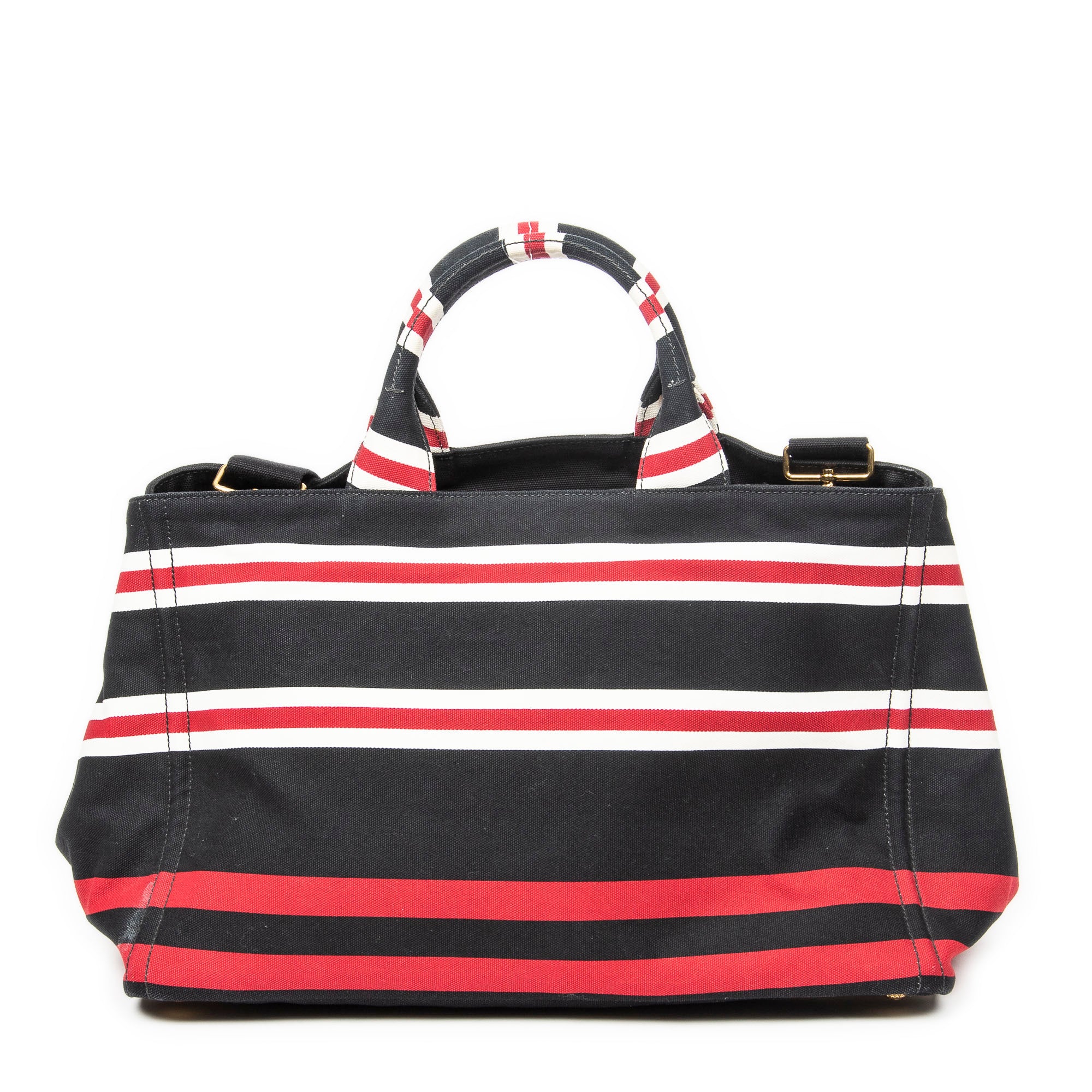Shoulder Bag Large Canapa Tote Black Canapa Stripe Canvas