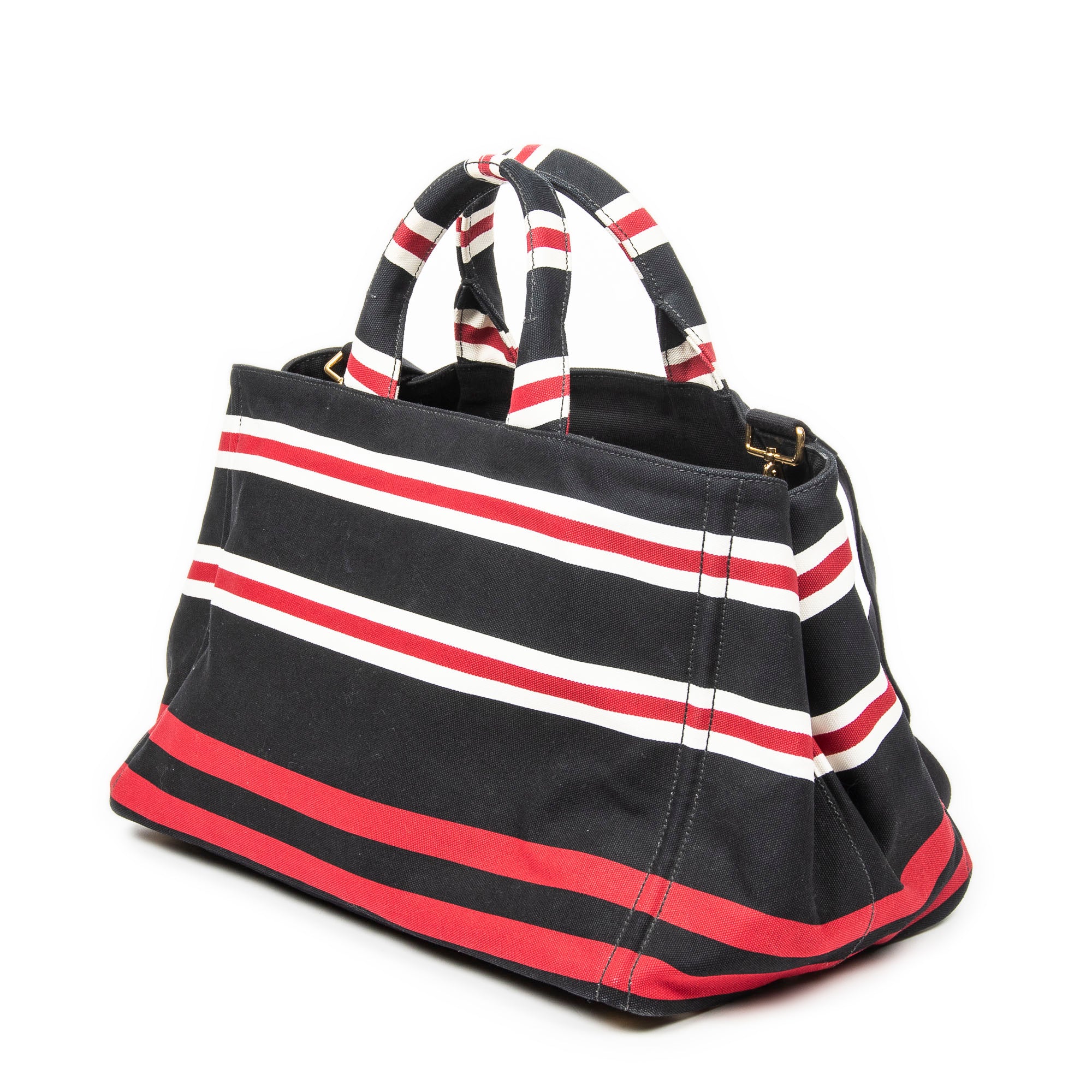 Shoulder Bag Large Canapa Tote Black Canapa Stripe Canvas
