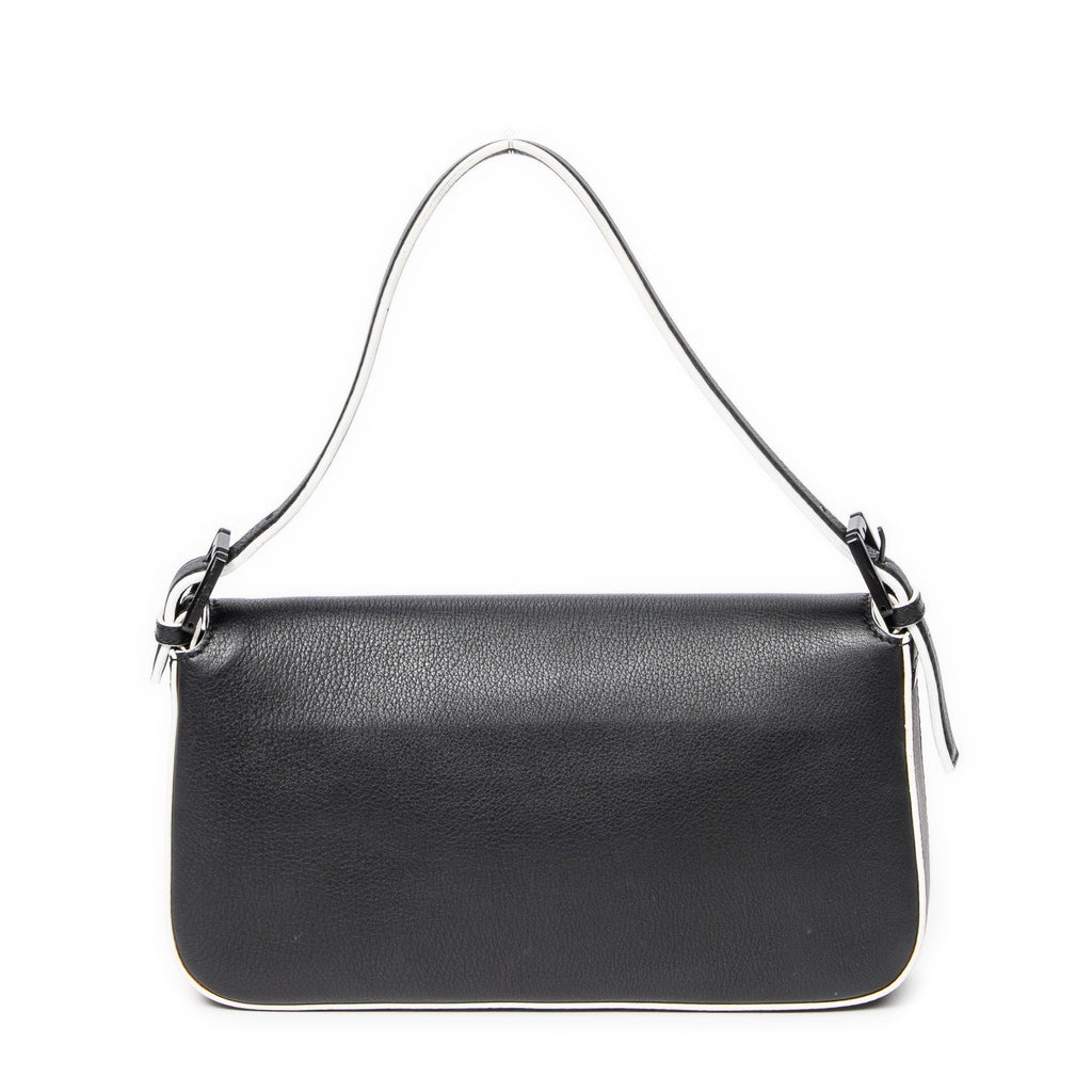 Bolso de hombro Monster Mania Baguette de cuero granulado negro