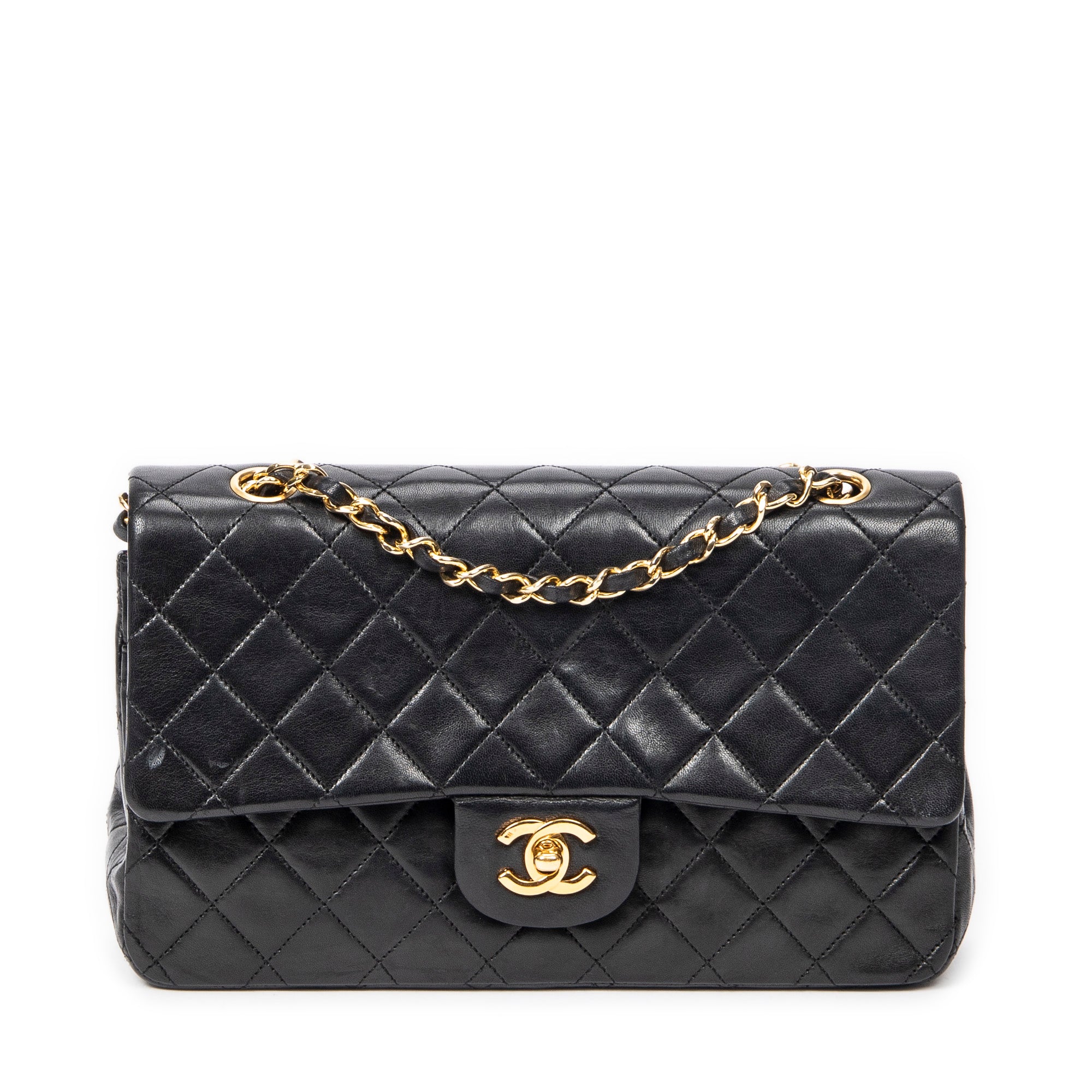 Shoulder Bag Classic Double Flap 26 Black Quilted Lambskin Leather