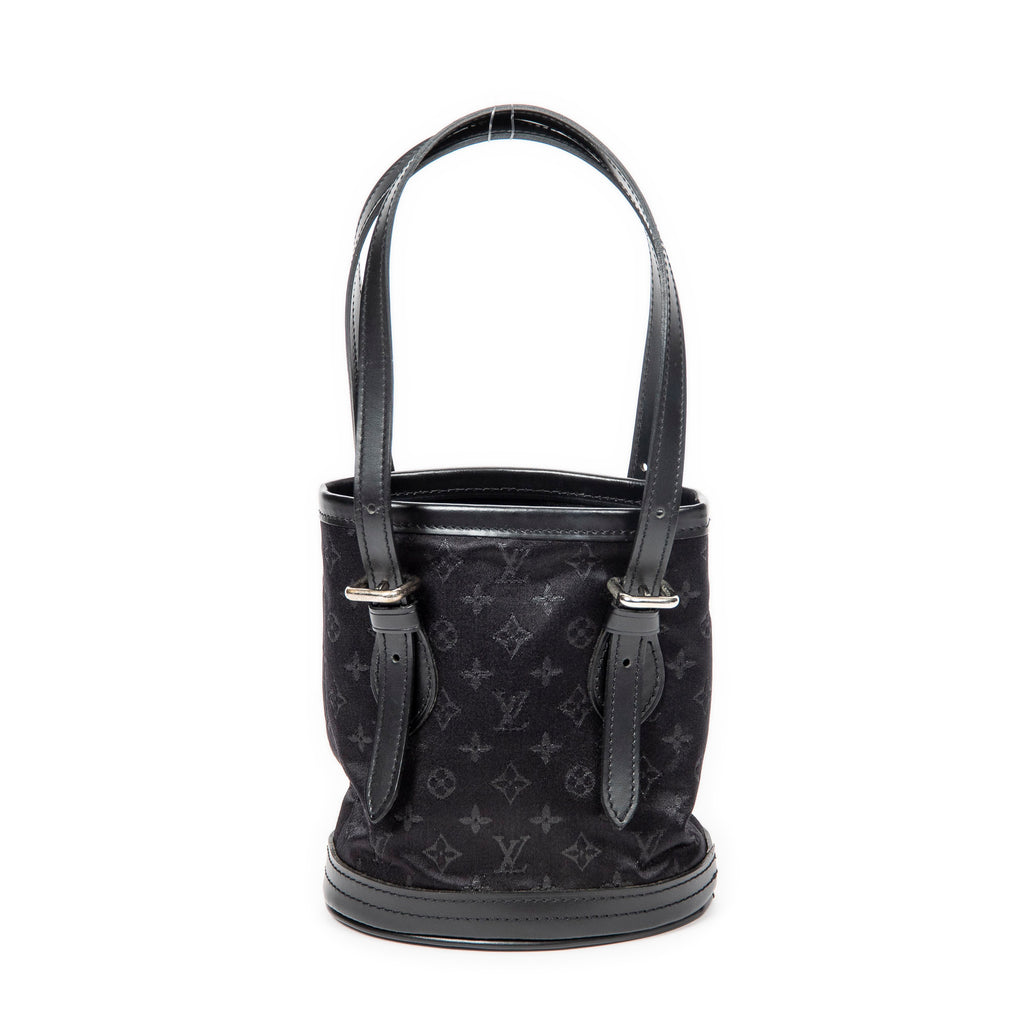Handbag Mini Bucket Black Monogram Satin