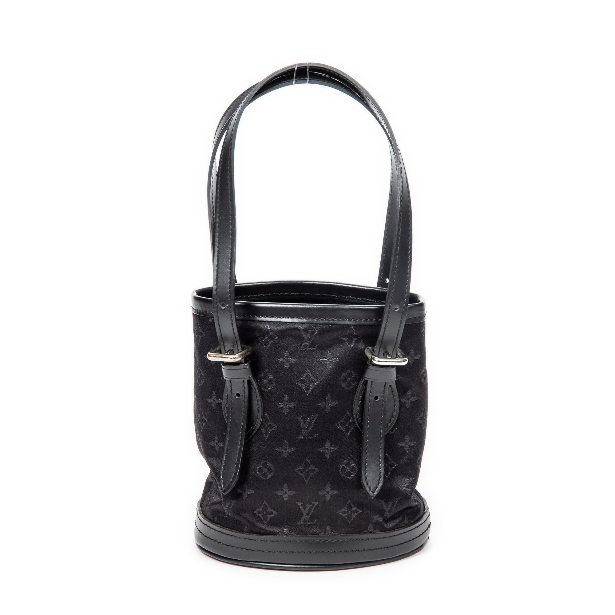 Handbag Mini Bucket Black Monogram Satin