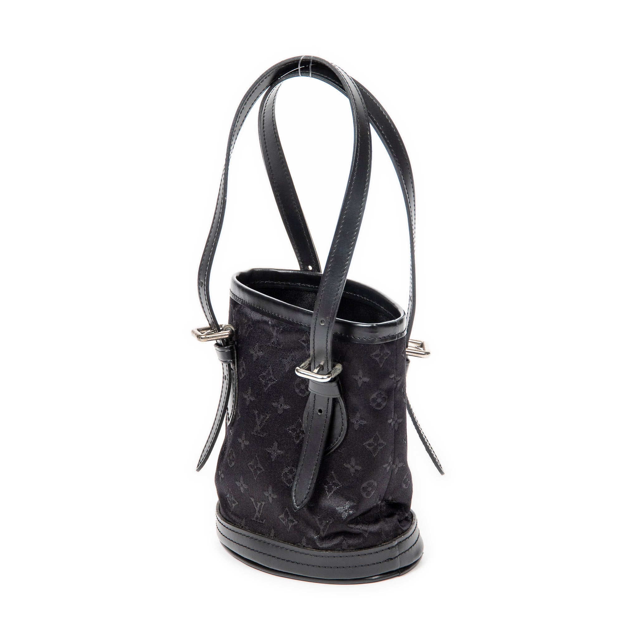Handbag Mini Bucket Black Monogram Satin