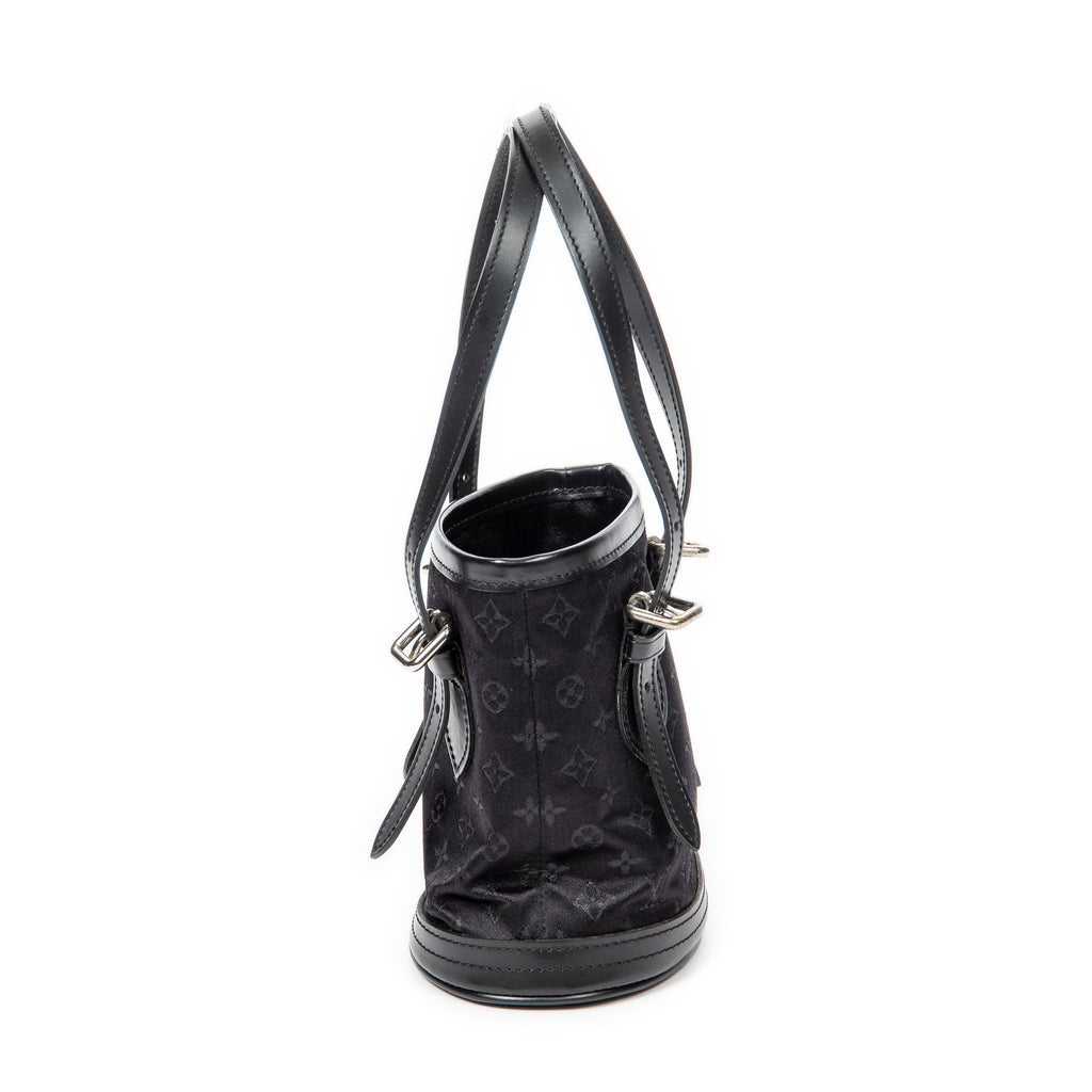 Handbag Mini Bucket Black Monogram Satin