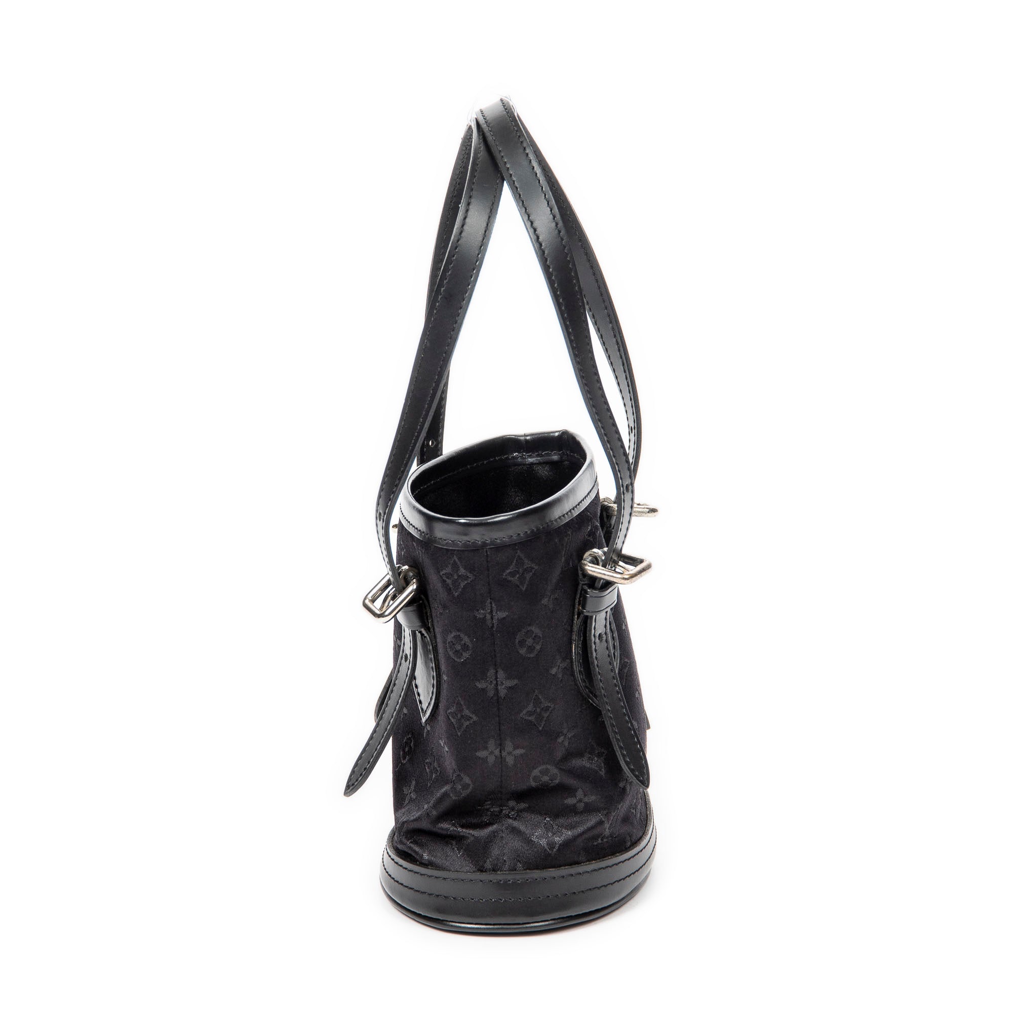 Handbag Mini Bucket Black Monogram Satin