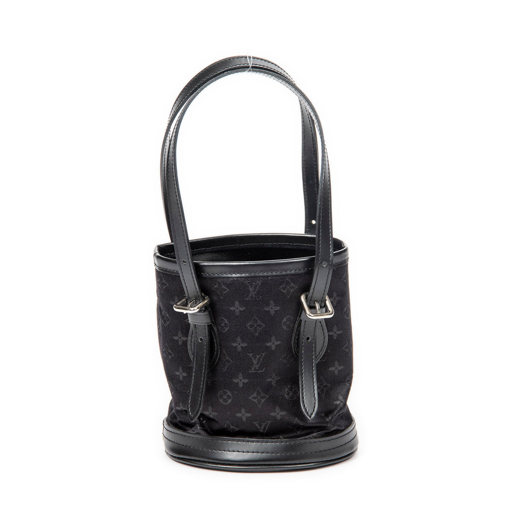 Handbag Mini Bucket Black Monogram Satin