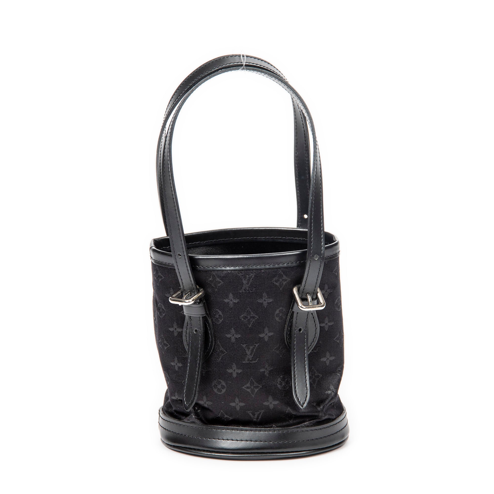 Handbag Mini Bucket Black Monogram Satin