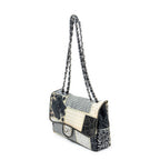 Shoulder Bag Ltd. Ed. Patchwork Jumbo Single Flap Black Patchwork Resin Canvas