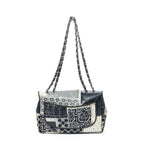 Shoulder Bag Ltd. Ed. Patchwork Jumbo Single Flap Black Patchwork Resin Canvas