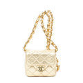Shoulder Bag Vintage Micro Mini Chain Crossbody Gold Quilted Lambskin Leather