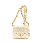 Shoulder Bag Vintage Micro Mini Chain Crossbody Gold Quilted Lambskin Leather