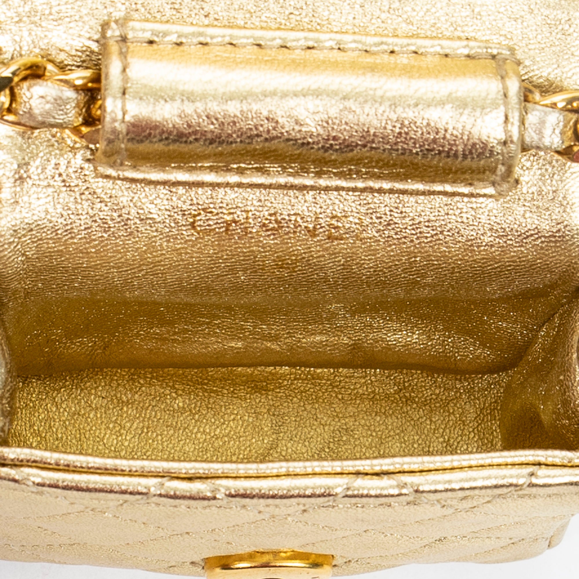 Shoulder Bag Vintage Micro Mini Chain Crossbody Gold Quilted Lambskin Leather
