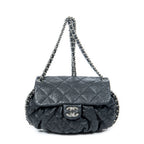 Shoulder Bag Chain Around Flap Black Quilted Calfskin Leather