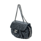 Shoulder Bag Chain Around Flap Black Quilted Calfskin Leather