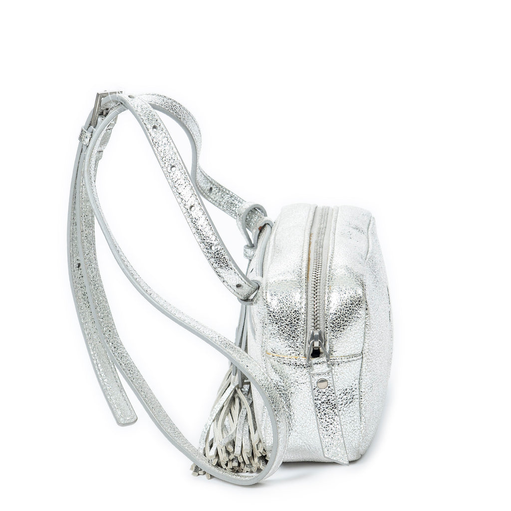 Shoulder Bag Lou Belt Bag Silver Glittery Leather