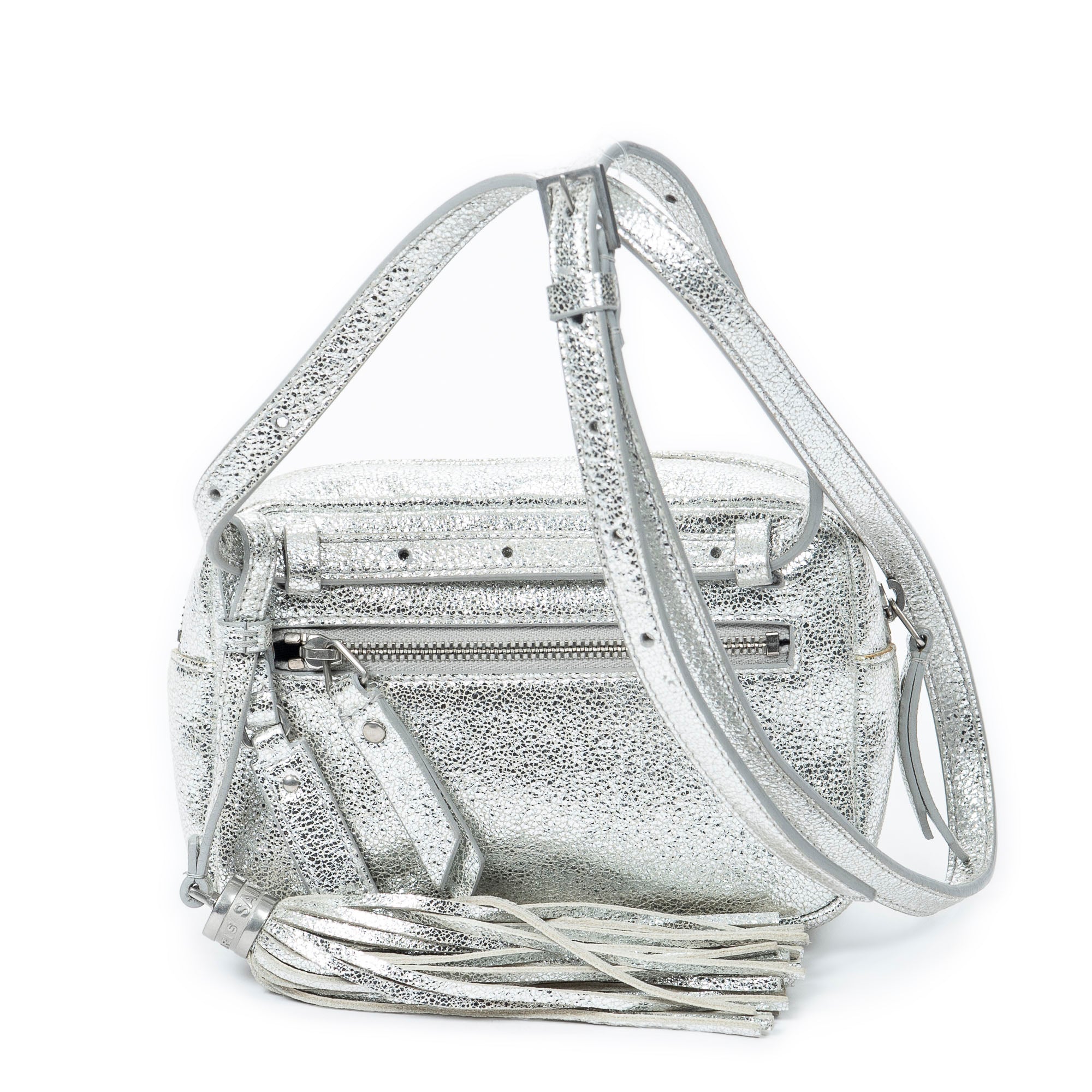 Shoulder Bag Lou Belt Bag Silver Glittery Leather