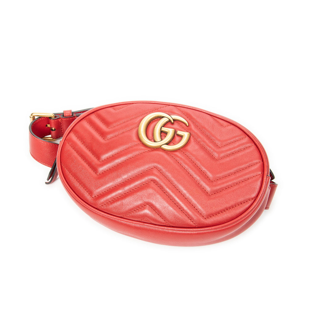 Shoulder Bag GG Marmont Waist Bag Red Quilted Chevron Leather