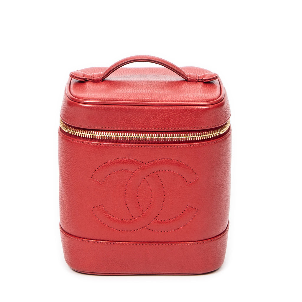 Bolso CC Tall Vanity Case Piel de Caviar Roja
