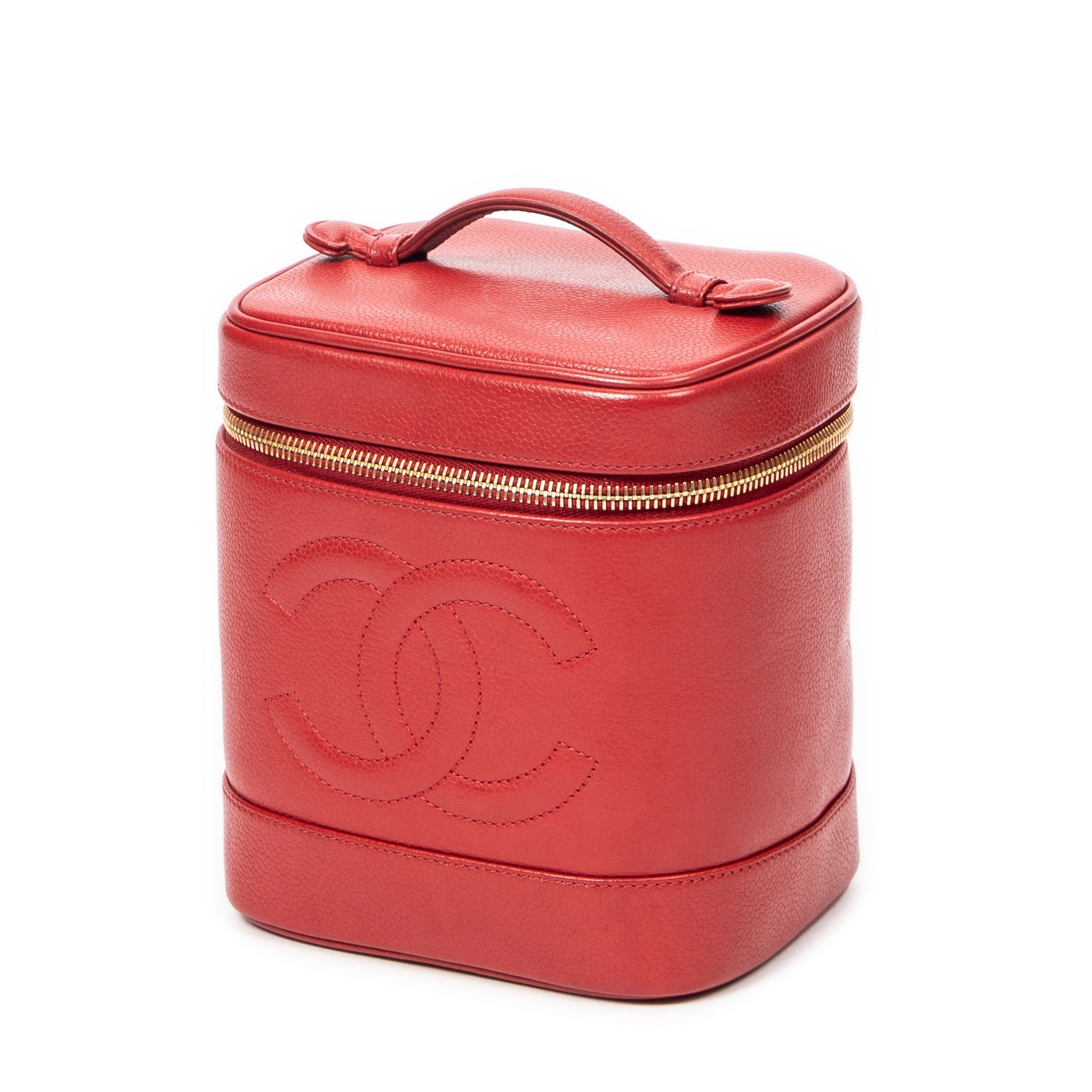Bolso CC Tall Vanity Case Piel de Caviar Roja