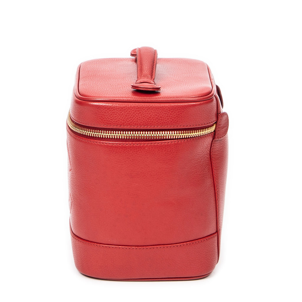 Bolso CC Tall Vanity Case Piel de Caviar Roja