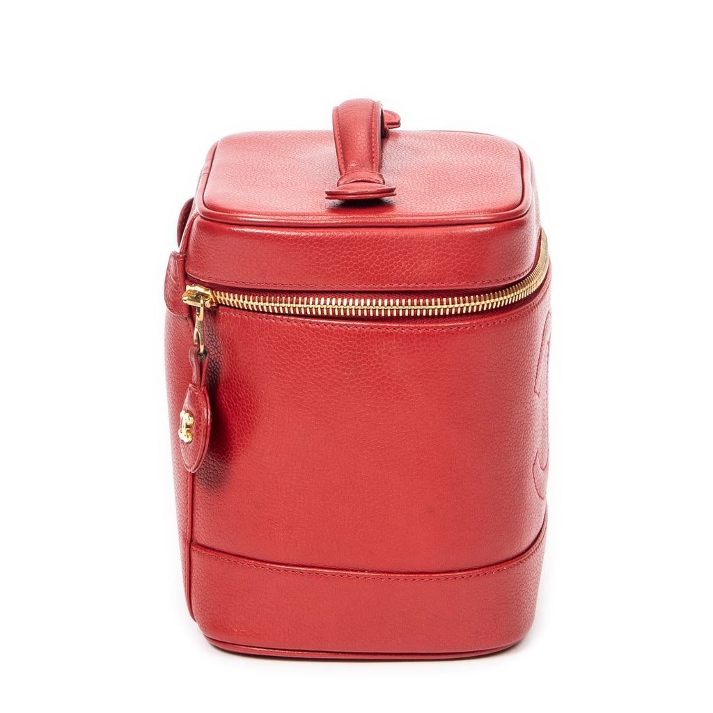 Bolso CC Tall Vanity Case Piel de Caviar Roja