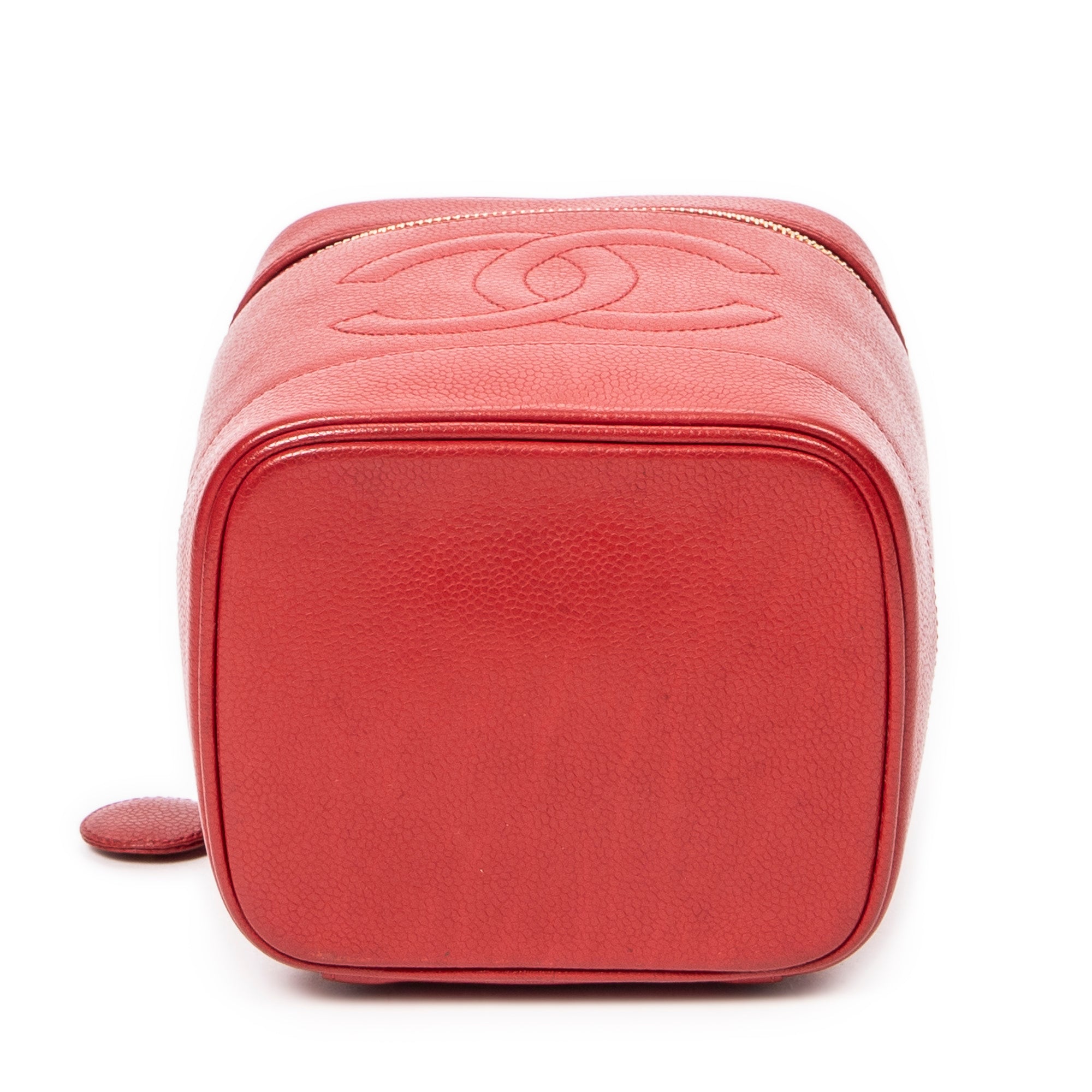 Bolso CC Tall Vanity Case Piel de Caviar Roja