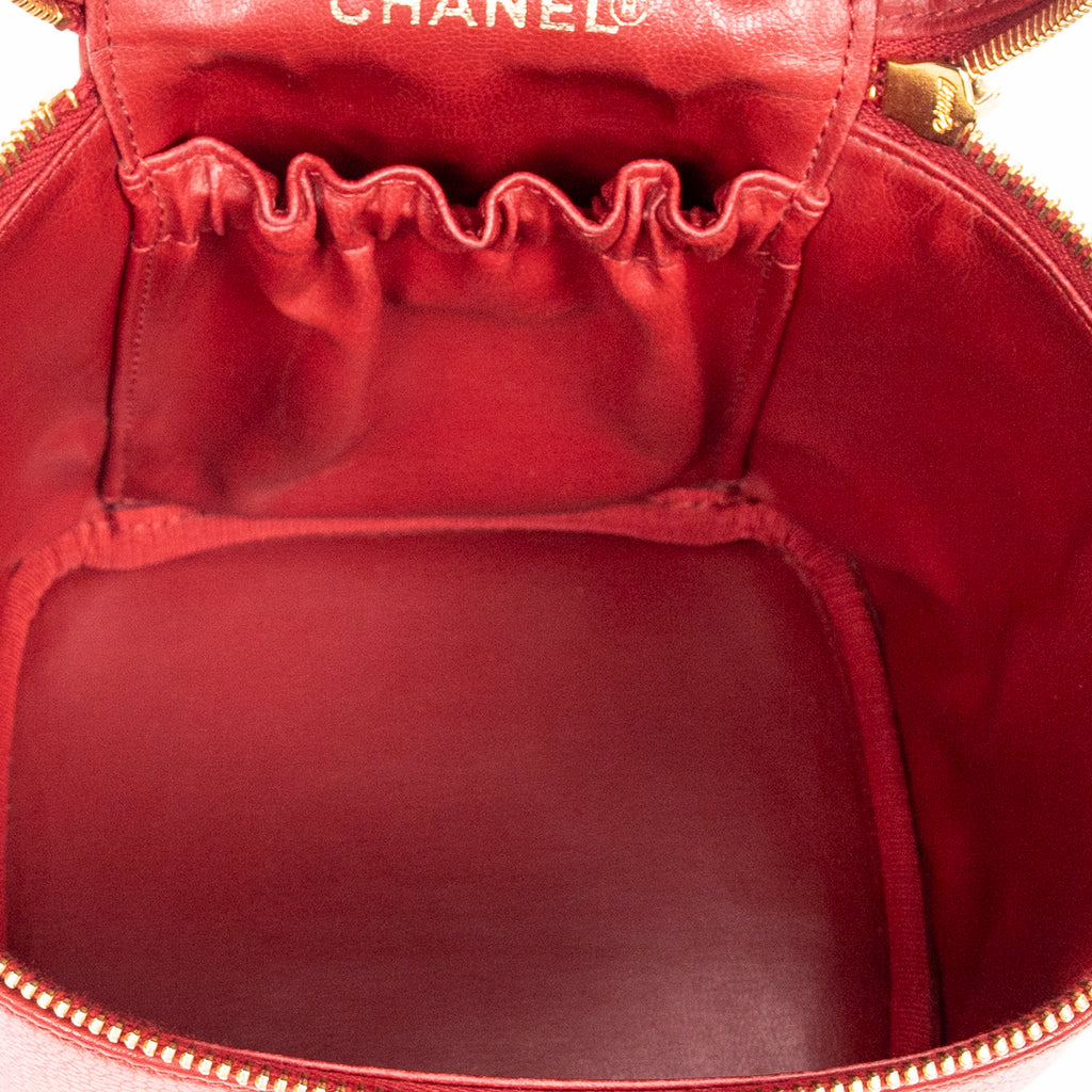 Bolso CC Tall Vanity Case Piel de Caviar Roja