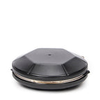 Shoulder Bag Round Chain Clutch Black Smooth Calfskin Leather