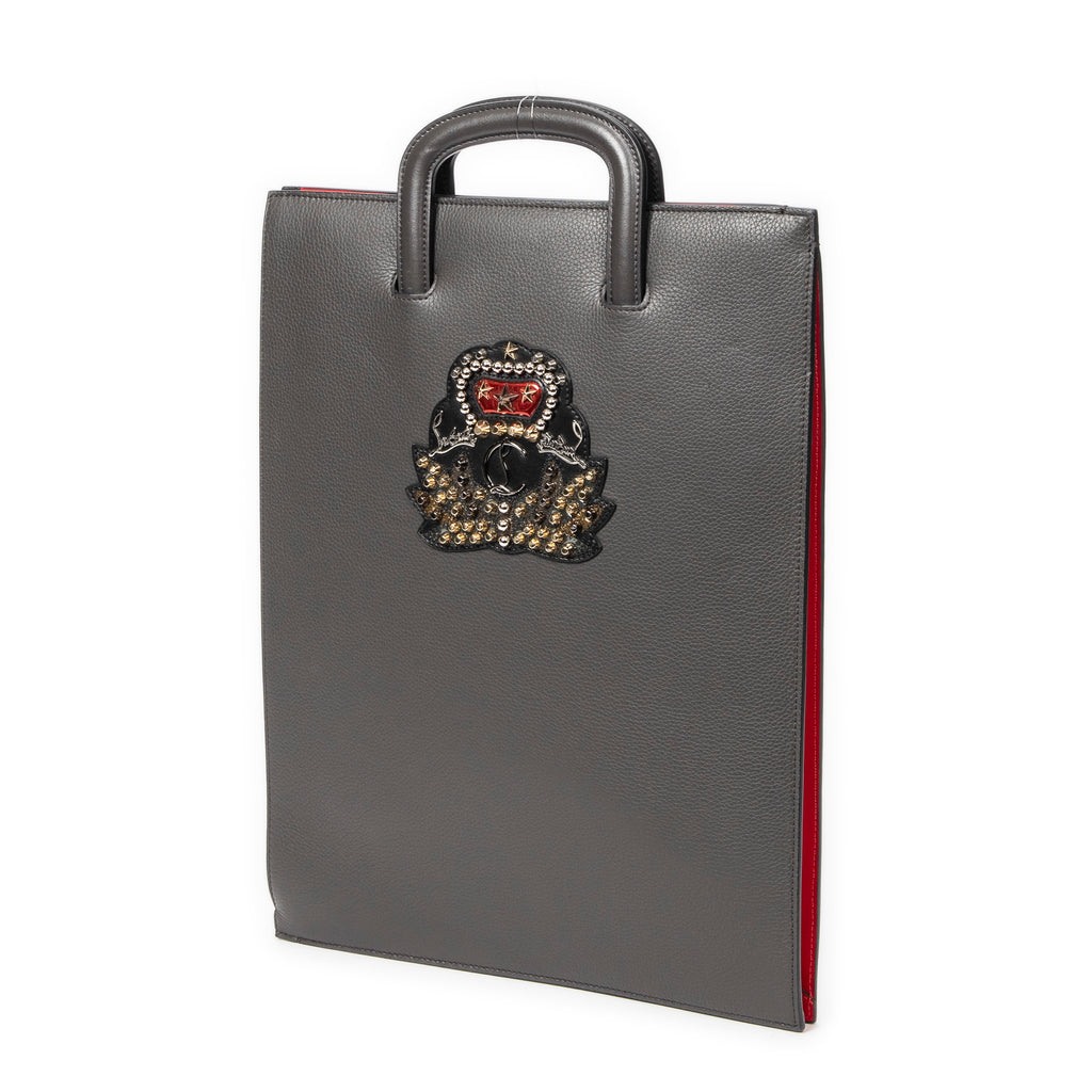 Bolso de mano Trick Track de piel granulada gris con tachuelas