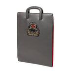 Bolso de mano Trick Track de piel granulada gris con tachuelas